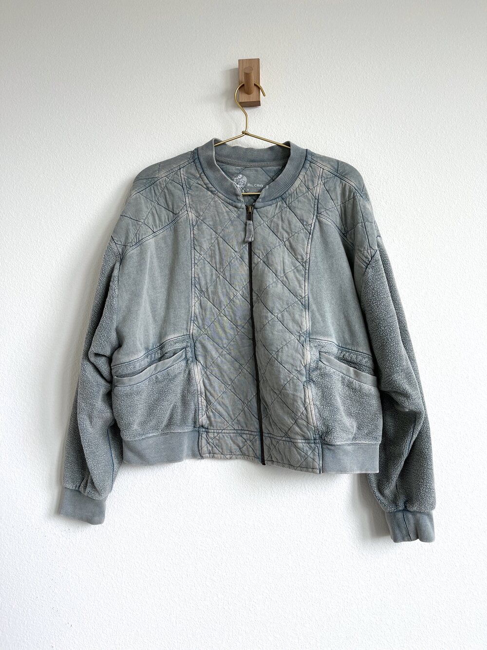 Anthropologie Pilcro Quilted Bomber Jacket - Faded Indigo Blue - Size M